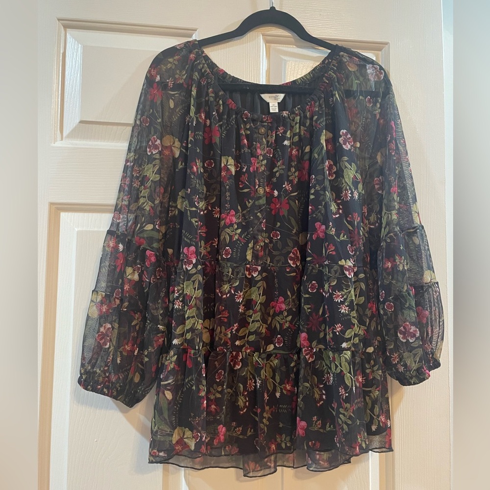 Plus size 1x black mesh top